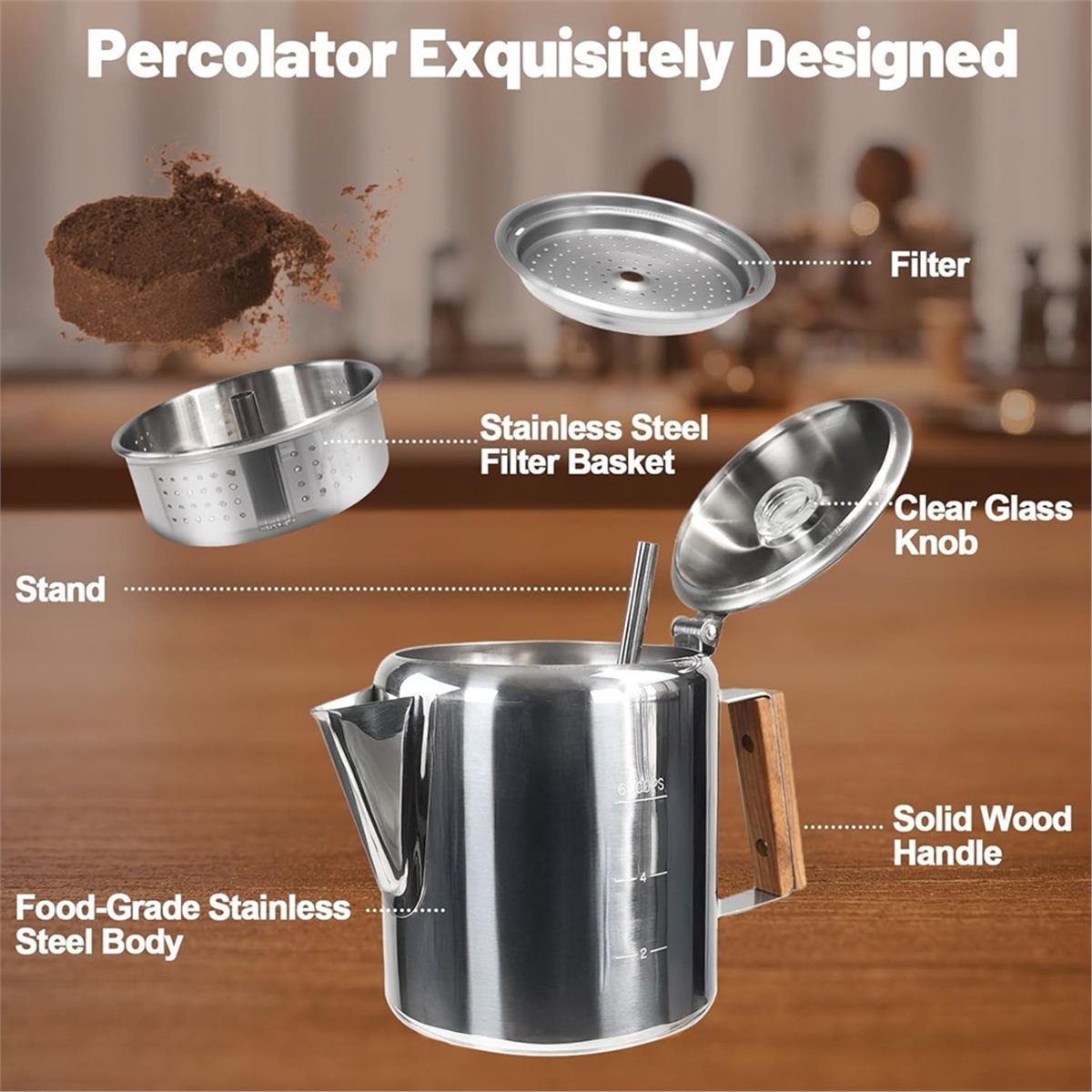 6 Cup Percolator 304 Stainless - Camp Percolator Coffee avaliação e preço